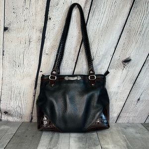 👜 BRIGHTON Vintage Leather Croc Embossed Shoulder Bag